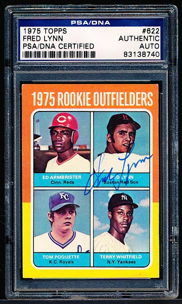 Autographed 1975 Topps Baseball- #622 Fred Lynn RC- PSA/DNA Certified & Encapsulated