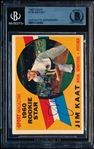 Autographed 1960 Topps Bb- #136 Jim Kaat, Washington RC- Beckett Authenticated & Encapsulated