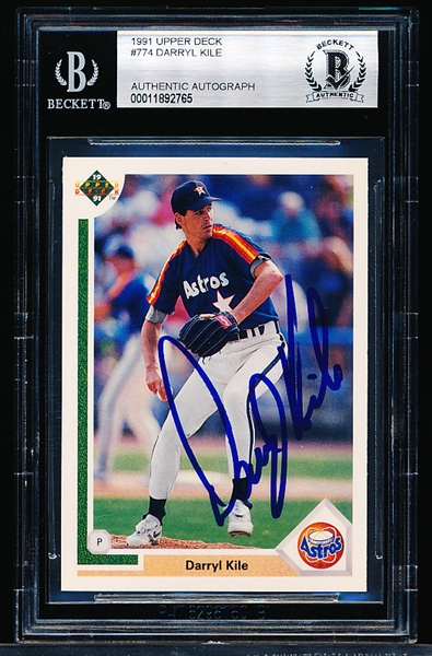 Autographed 1991 Upper Deck Bb- #774 Darryl Kile, Houston- Beckett Authenticated & Encapsulated