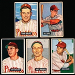 1951 Bowman Baseball- 5 Diff Phil. Phillies