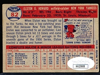 Autographed 1957 Topps Baseball- #82 Elston Howard, Yankees- PSA Certified Card. Has JSA Sticker on back