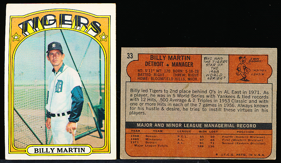 1969 Topps Billy Martin