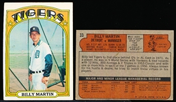 1972 Topps Bb- #33 Billy Martin, Tigers- 10 Cards