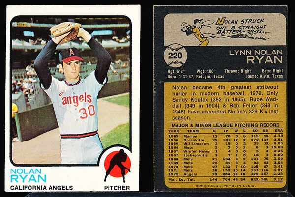 1973 Topps Bb- #220 Nolan Ryan, Angels- 4 Cards