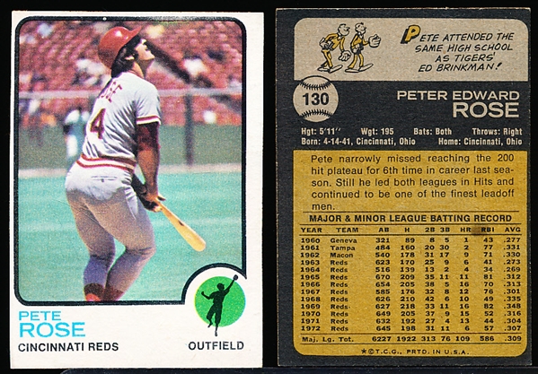 1973 Topps Bb- #130 Pete Rose, Reds- 4 Cards