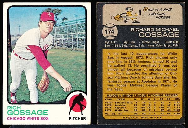 1973 Topps Bb- #174 Goose Gossage RC, White Sox- 4 Cards