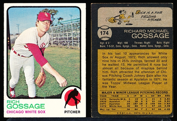 1973 Topps Bb- #174 Goose Gossage RC, White Sox- 5 Cards