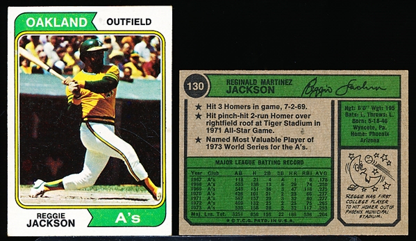 1974 Topps Baseball- #130 Reggie Jackson, A’s- 7 Cards