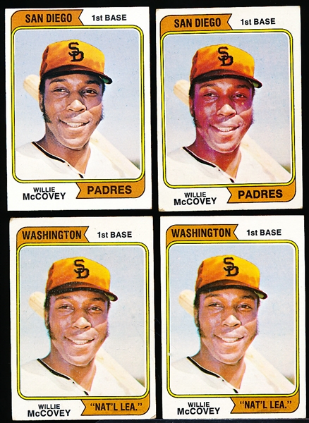 1974 Topps Bb- #250 Willie McCovey- 5 Cards