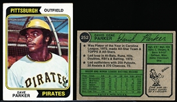 1974 Topps Bb- # 252 Dave Parker RC- 7 Cards