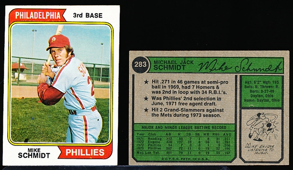 1974 Topps Bb- #283 Mike Schmidt- 5 Cards