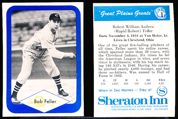 1975 Great Plains Greats- #1 Bob Feller, Cleveland- 25 Cards
