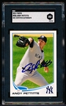 Autographed 2013 Topps Baseball- #506 Andy Pettite, Yankees- SGC Certified & Encapsulated