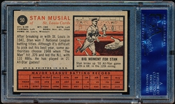 Autographed 1962 Topps Baseball- #50 Stan Musial, Cardinals- PSA/ DNA Certified & Encapsulated