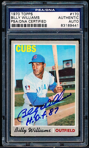 Autographed 1970 Topps Baseball- #170 Billy Williams, Cubs- PSA/ DNA Certified & Encapsulated