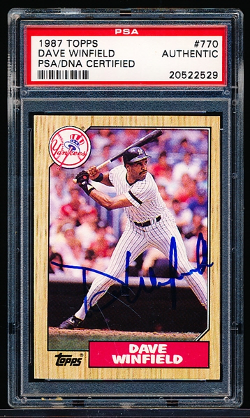 Autographed 1987 Topps Baseball- #770 Dave Winfield, Yankees- PSA/ DNA Certified & Encapsulated