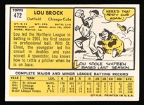 1963 Topps Bb- #472 Lou Brock, Cubs