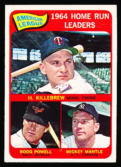 1965 Topps Bb- #3 AL HR Leaders- Mantle! 