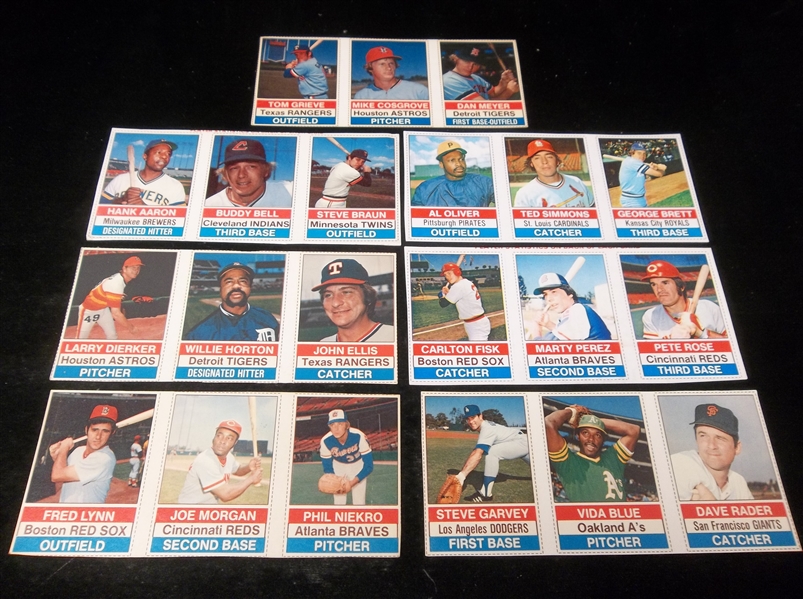 Lot Detail - 1976 Hostess Baseball 3-Card Uncut Box Panels- 7 Diff