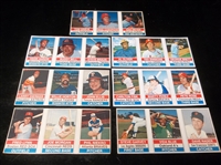 1976 Hostess Baseball 3-Card Uncut Box Panels- 7 Diff