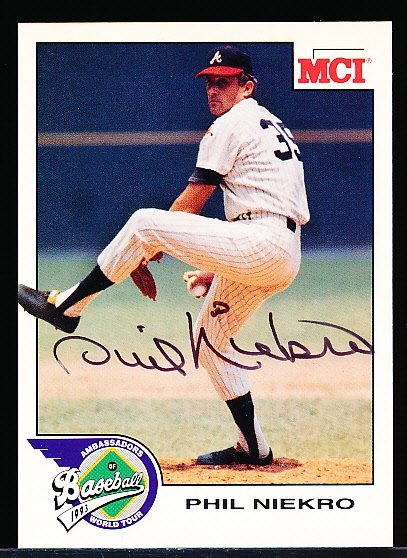 Autographed 1993 MCI Ambassadors of Baseball World Tour Phil Niekro (Braves) Card #4