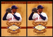 2001 SP Game Bat Milestone Edition Bb- “Piece of the Action International Connection”- #I-PM Pedro Martinez, Red Sox- 2 Cards