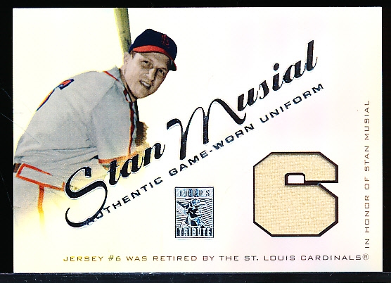 2001 Topps Tribute Bb- “Game-Worn Uniform”- #RJ-SM Stan Musial, Cardinals