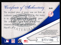 2004 Leaf Certified Materials Bb- “Fabric of the Game”- #FG91 Phil Niekro, Yankees- #77/100