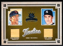 2005 Diamond Kings Bb- “Timeline Dual Materials”- #T-13 Mike Mussina, Orioles/ Yankees- #18/100