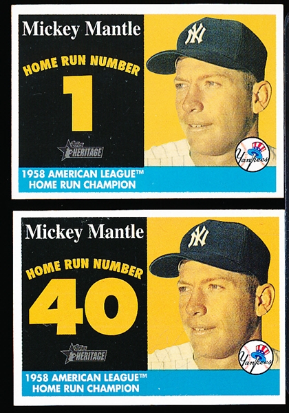 2007 Topps Heritage Bb- “1958 A.L. HR Champion Mantle” Inserts- 21 Diff.