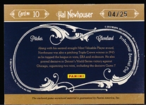 2011 Playoff Prime Cuts Bb- “Icons Materials”- #10 Hal Newhouser, Cleveland- #04/25 Made!