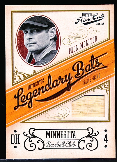 2012 Playoff Prime Cuts Bb- “Legendary Bats”- #20 Paul Molitor, Minnesota- #76/99