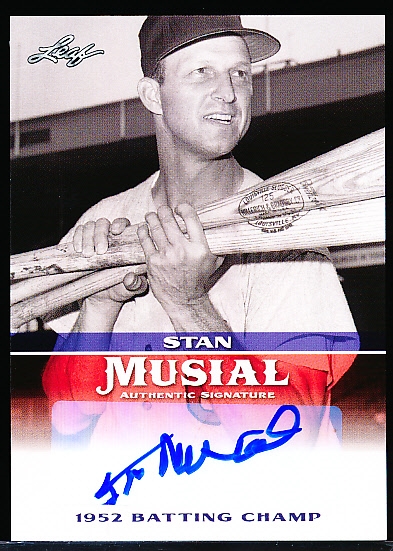2015 Leaf Bb- “Autographs”- #MA-SM12 Stan Musial, Cardinals- 1952 Batting Champ