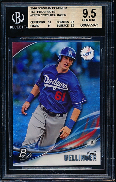 2016 Bowman Platinum Bb- “Top Prospects”- #TP-CB Cody Bellinger, Dodgers- Beckett Graded GEM MINT 9.5
