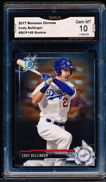 2017 Bowman Chrome Bb- Prospects- #BCP149 Cody Bellinger, Dodgers- GMA Graded Gem MT 10