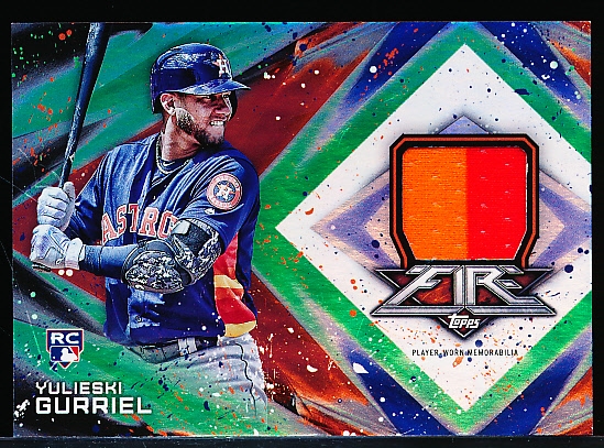 2017 Topps Fire Bb- “Relics Green”- #FR-YG Yulieski Gurriel RC, Astros- #28/75