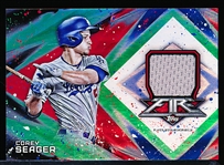 2017 Topps Fire Bb- “Relics Green”- #FR-CS Corey Seager, Dodgers- #12/75