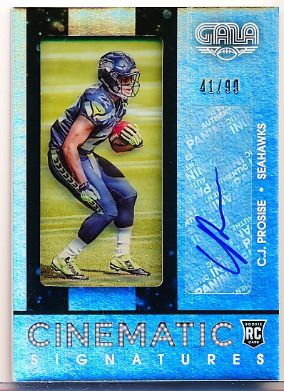 2016 Panini Gala Football- “Cinematic Signatures”- #CRS-CP C.J. Prosise RC, Seahawks- #41/99
