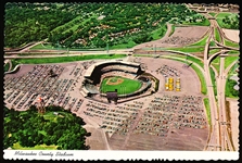 Aero Distributing “MW.21, D-17215- Milwaukee County Stadium” Deckle Edged Chrome Postcard