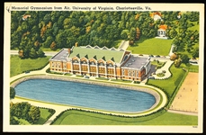 City News Store “78162- Memorial Gymnasium From Air, University of Virginia, Charlottesville, Va.” Linen Postcard