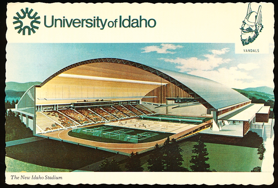 Dexter Press “90899-C: University of Idaho, The New Idaho Stadium” Deckle Edged Chrome Postcard