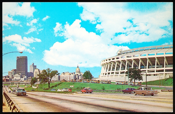 National Post Card Service “31379: Atlanta Skyline and Atlanta Stadium” Chrome Postcard
