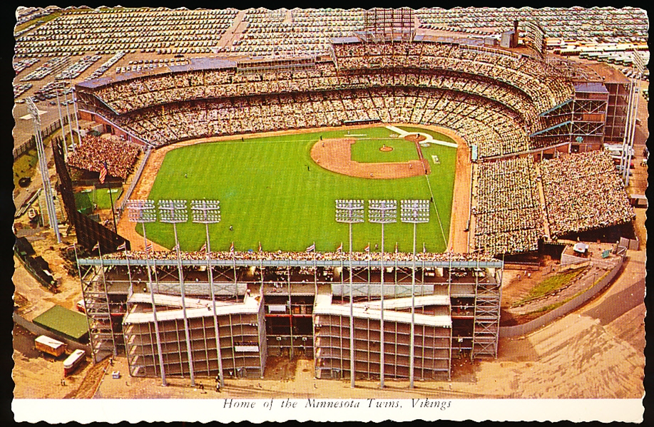 St. Marie’s Gopher News Co. “M-544, 10x111291- Home of the Minnesota Twins, Vikings” Deckle Edged Chrome Postcard