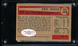 Autographed 1954 Bowman Bsbl. #170 Duke Snider- JSA Sticker Certified