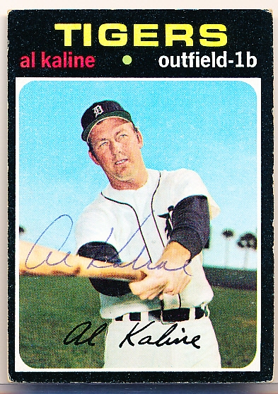 Autographed 1971 Topps Bsbl. #180 Al Kaline- JSA Basic Sticker Certified
