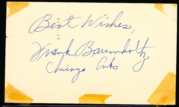 Autographed Frank Baumholtz MLB Government Postcard