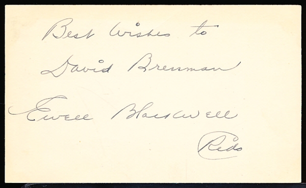 Autographed Ewell Blackwell MLB Index Card