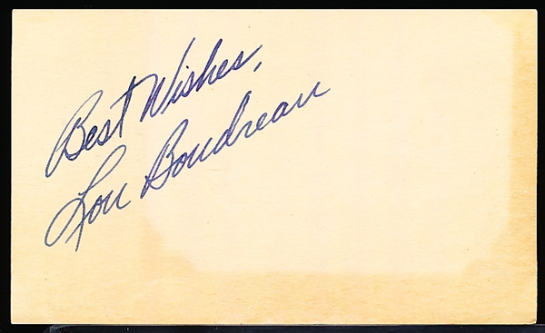 Autographed Lou Boudreau MLB Index Card
