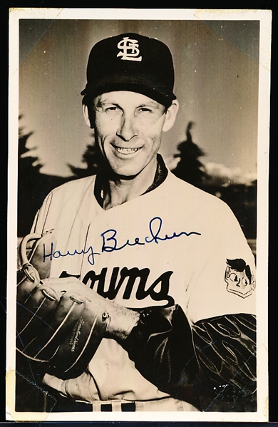 Autographed 1950’s Harry Brecheen St. Louis Browns MLB Real Photo Postcard