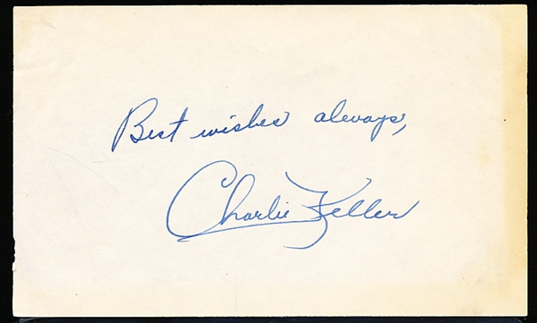 Autographed Charlie Keller MLB Index Card